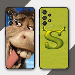 Kreskówka śmieszne Shrek dla Samsung Galaxy A73 A72 A55 A54 A53 A52S A34 A33 A32 A24 A15 A05S TPU czarne etui na telefon