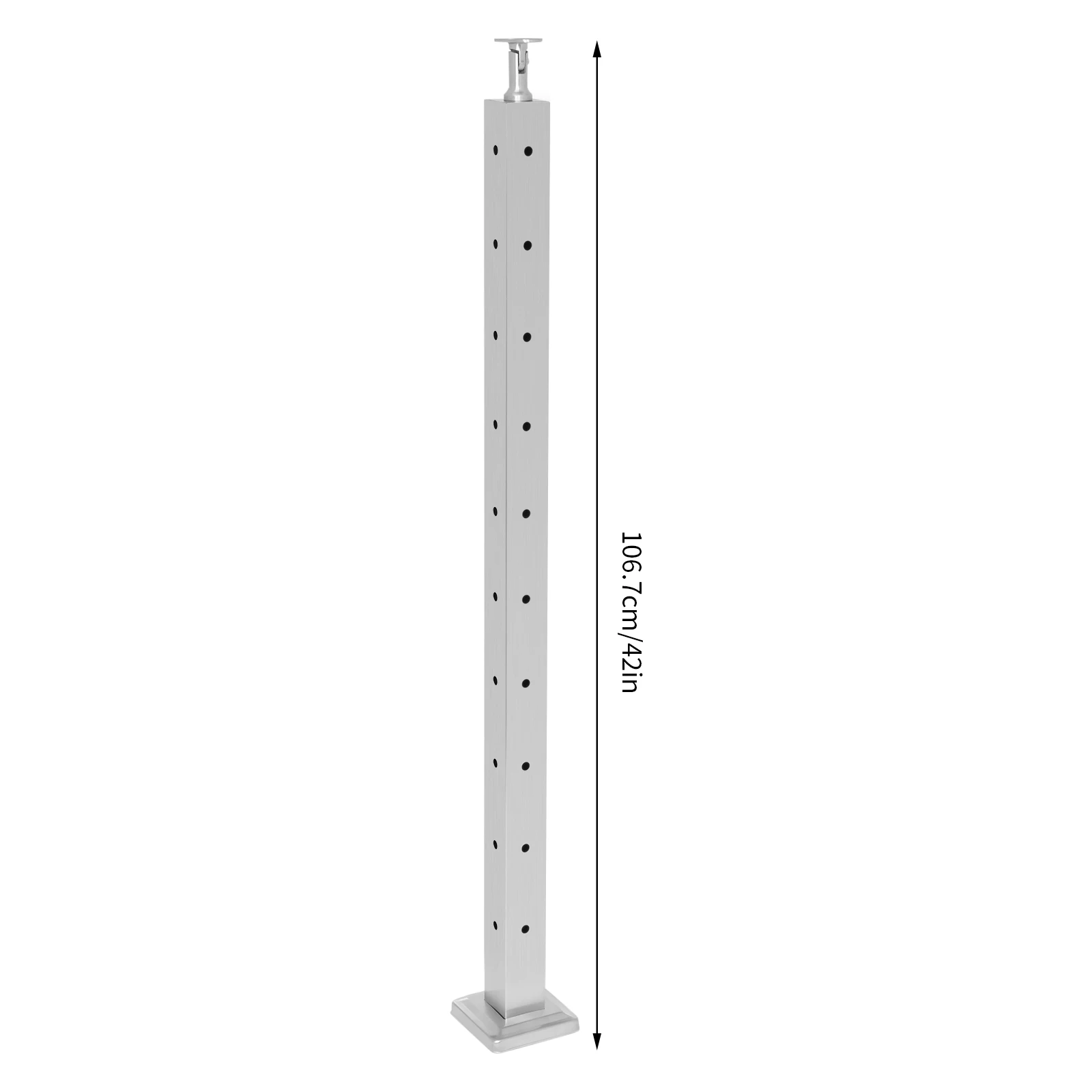 42 Inch 304 Stainless Steel Cable Railing Post 0-90° Adjustable Bracket Floor Mount Balcony Stair Wire Railing Post For Patio Garden Steps