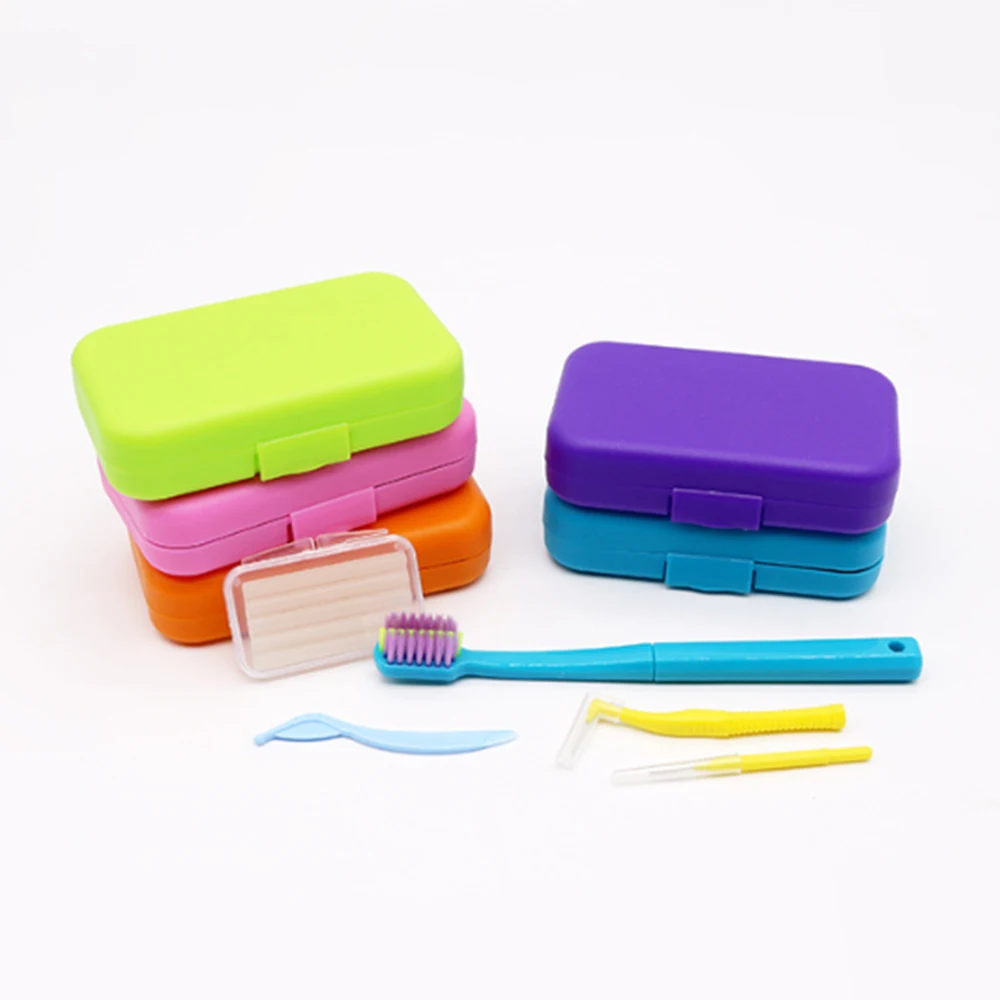 20 boxes Portable Dental Orthodontic Braces Cleaning Toothbrush Interdental Teeth Brushes and Ortho Protective Wax Kit