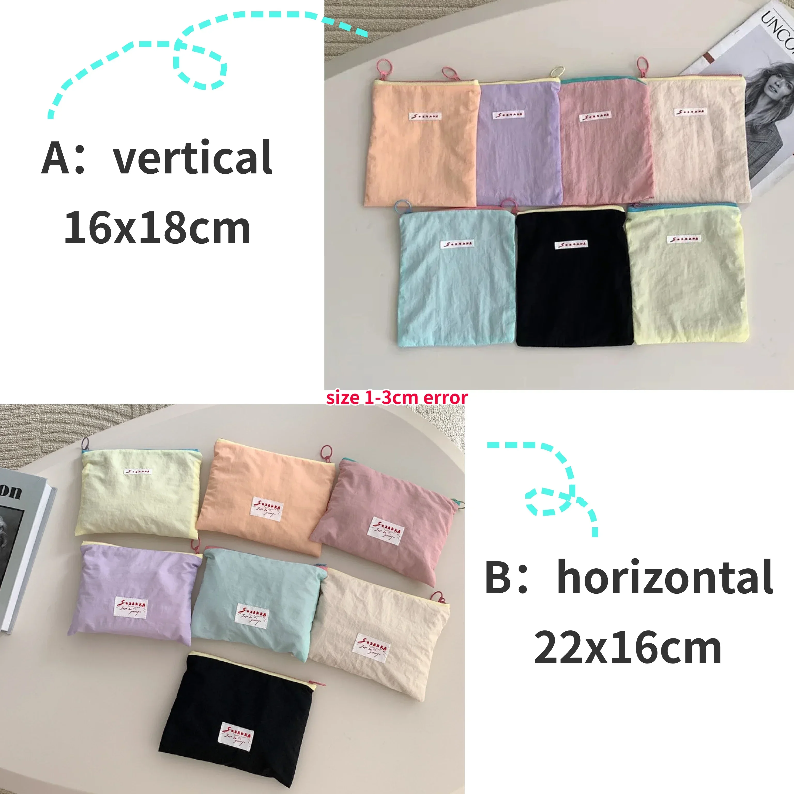 Contrasting Colors Cosmetic Bag Macaron Color Large Capacity Zipper Travel Organizer Korean Style INS Women Toiletry Bag Girls