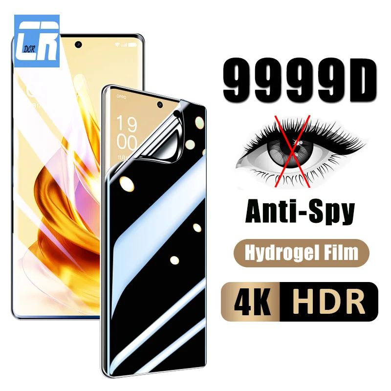 

9999D Full Curved Anti Spy Hydrogel Film for Oppo Reno 9 8 7 6 5 4 Privacy Screen Protector for Realme 10 11 Pro Plus Not Glass