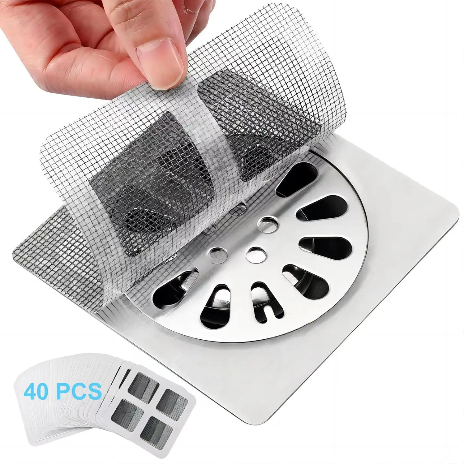 

40PCS 4" X 4" Disposable Shower Drain Cover Hair Catcher Shower Drain Mesh Stickers, Bathroom, Laundry, Bathtub, Kitchen, Sink