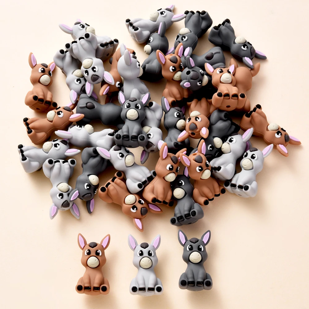 

3Pcs Silicone Beads Donkey BPA Free Teething Beads For DIY Pacifier Controller Pacifier Clip Chew Toys Craft Kits