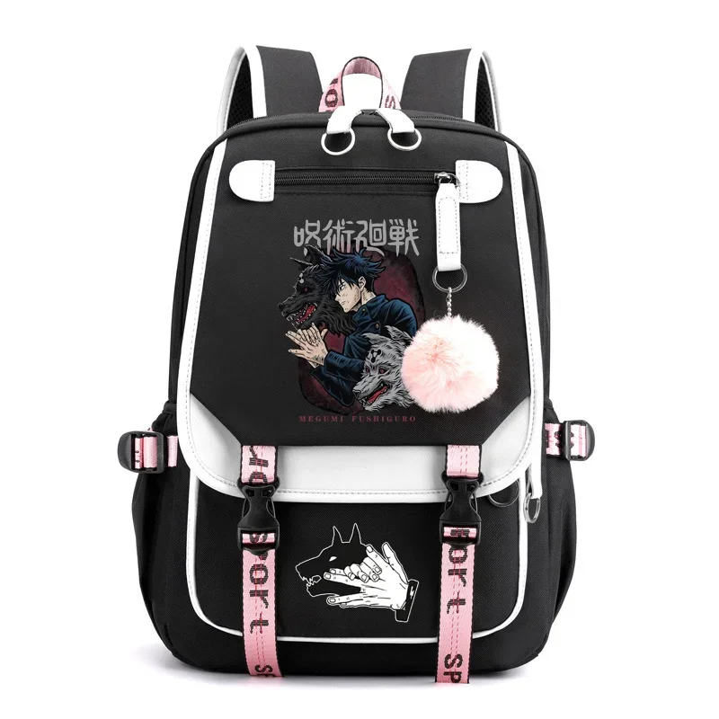 New Anime fushiguro Megumi pattern backpack anime cool street zipper backpack USB anime large capacity backpack