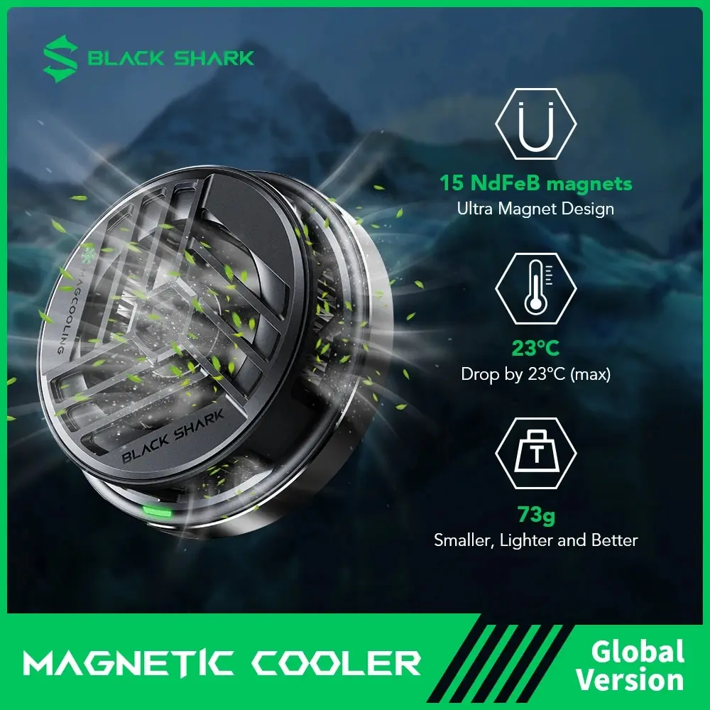 

Original Black Shark Magnetic Cooler 2 for Gaming Phone for iPhone 14 Black Shark 5 Pro Rog oneplus Xiaomi Poco Pad Fast Cooling