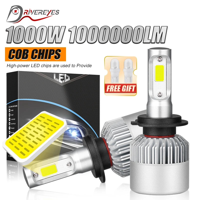 2Pcs LED H4 H7 Car Headlight H1 LED Bulb H8 H11 9005 HB3 9006 HB4 H3 HB5 H13 5202 Led Lights 1000000LM Turbo lampada 1000W 12V