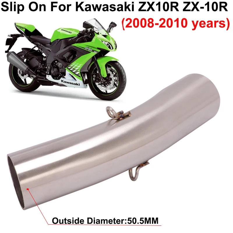 

Slip On For Kawasaki ZX-10R ZX10R 2008 2009 2010 Motorcycle Escape Exhaust Modified interface Middle Link Pipe Stainless Steel