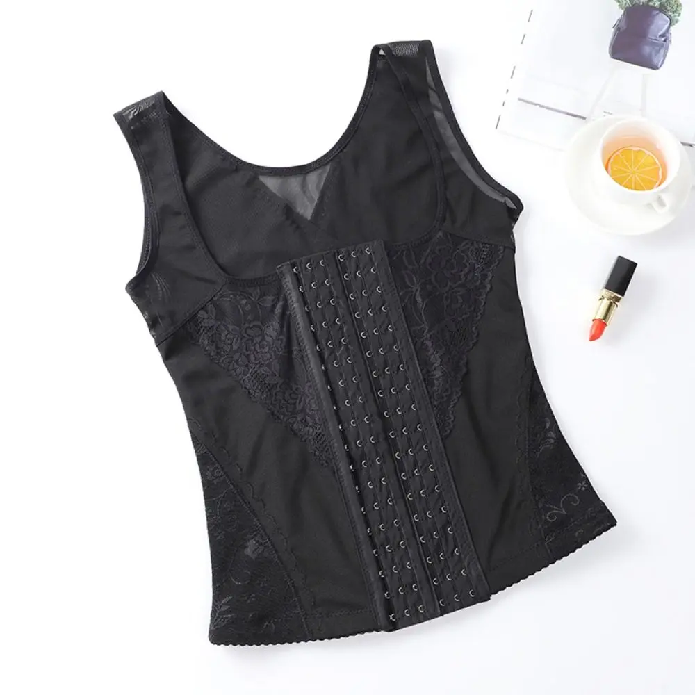 Tummy Control Slimming Body Shaper Push Up Vest Lace Trimmer Camisole Front Buckle Plus Size Thin Compression Shapewear Workout