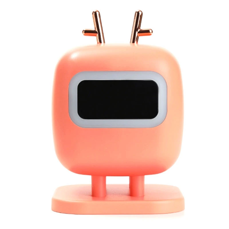 Alarm Clock Multifunction Electronic Alarm Cute Cartoon Night Light Smart Children Clock Orange Red