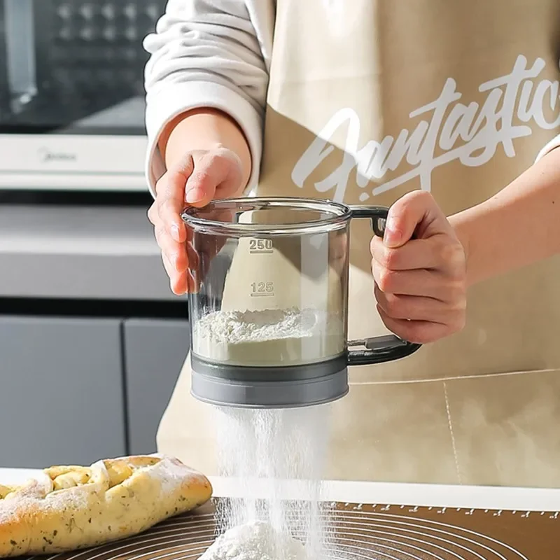 

Baking Flour Sifter Hand Press Semi Automatic Plastic Flour Sieve Cup Baking Tool Powdered Sugar Sifter Cup Shape Sieve Strainer