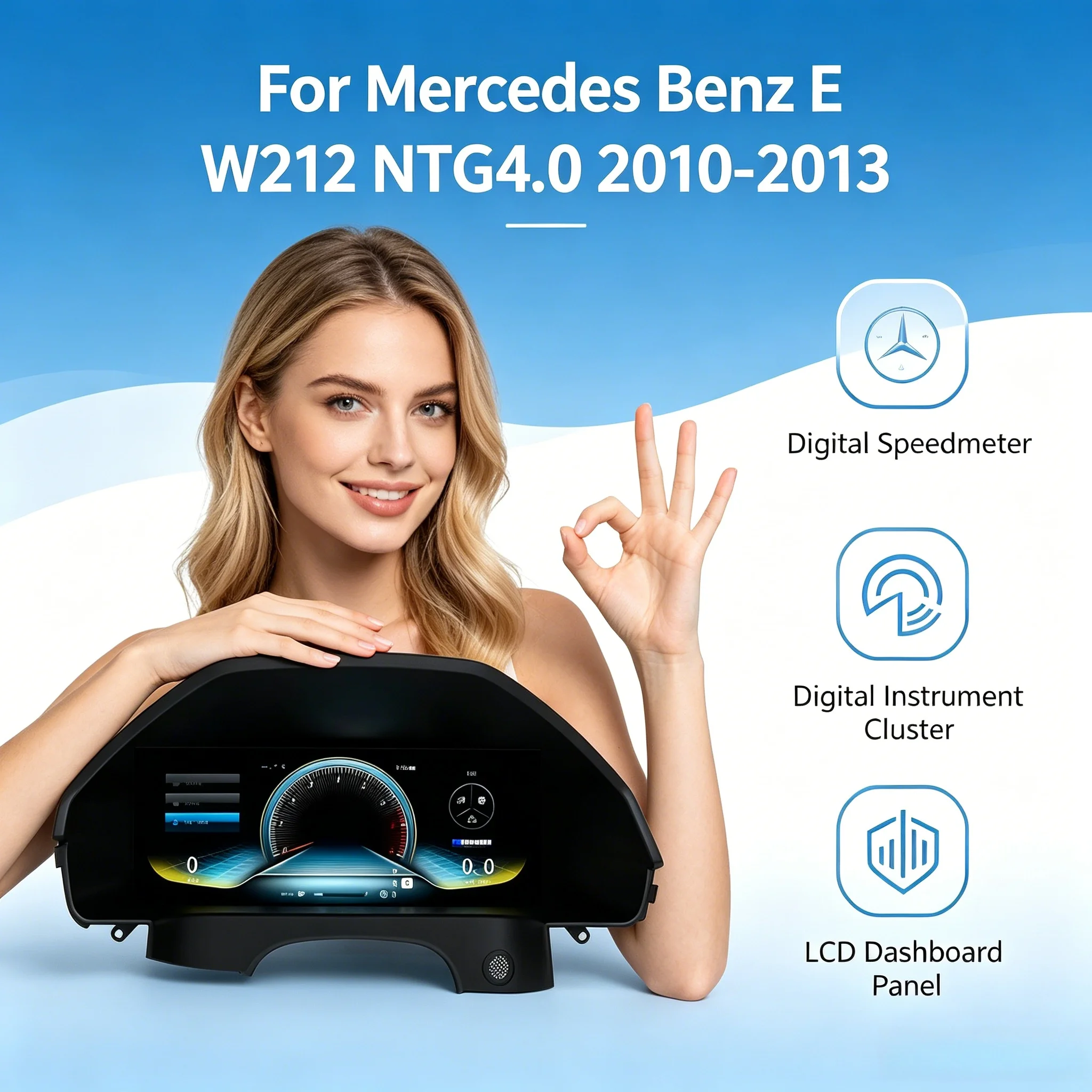 

12.3" LCD Digital Dashboard Cluster For Mercedes Benz E W212 NTG4.0 2010-2013 Virtual Instrument Panel Speedometer Cockpit Meter