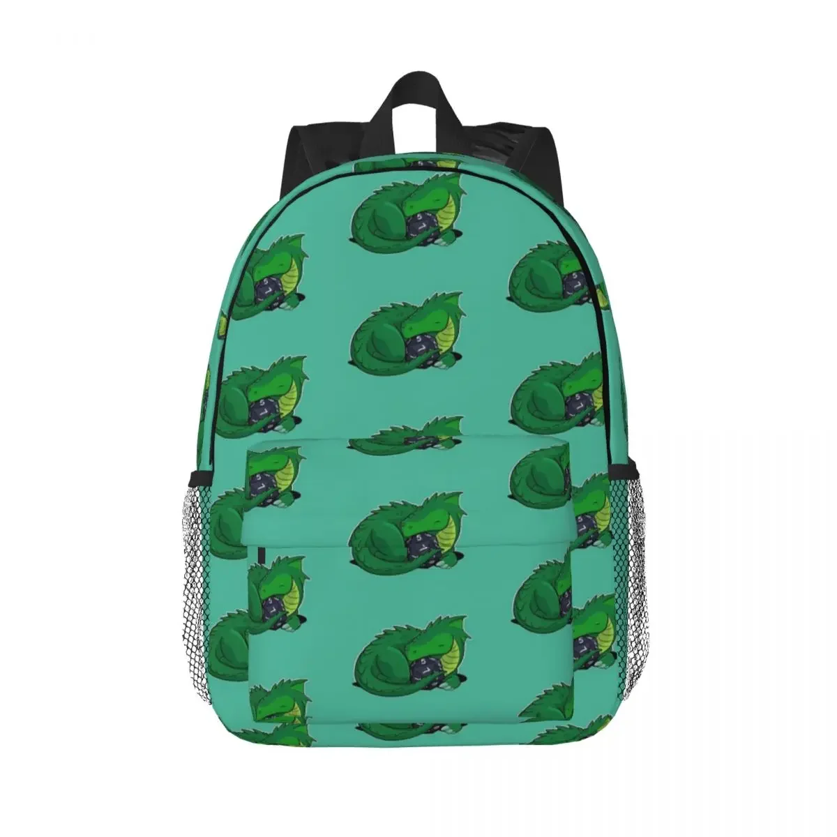 

D20 Green Dragon Backpacks Boys Girls Bookbag Cartoon Students School Bags Travel Rucksack Shoulder Bag Large Capacity