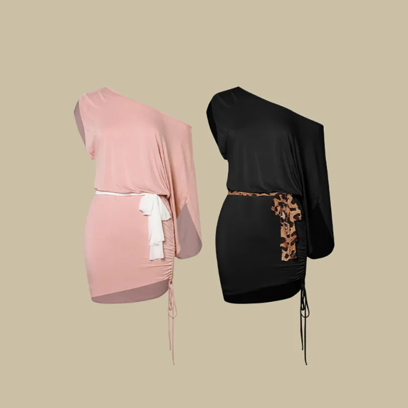 ชุดเต้นลาตินสำหรับผู้หญิง ชุดเดรสเฉียงสำหรับการแสดงบนเวทีแบบมืออาชีพ ชุดเต้นลาตินสำหรับผู้ใหญ่ ชุดเต้นชาชาแซมบ้า