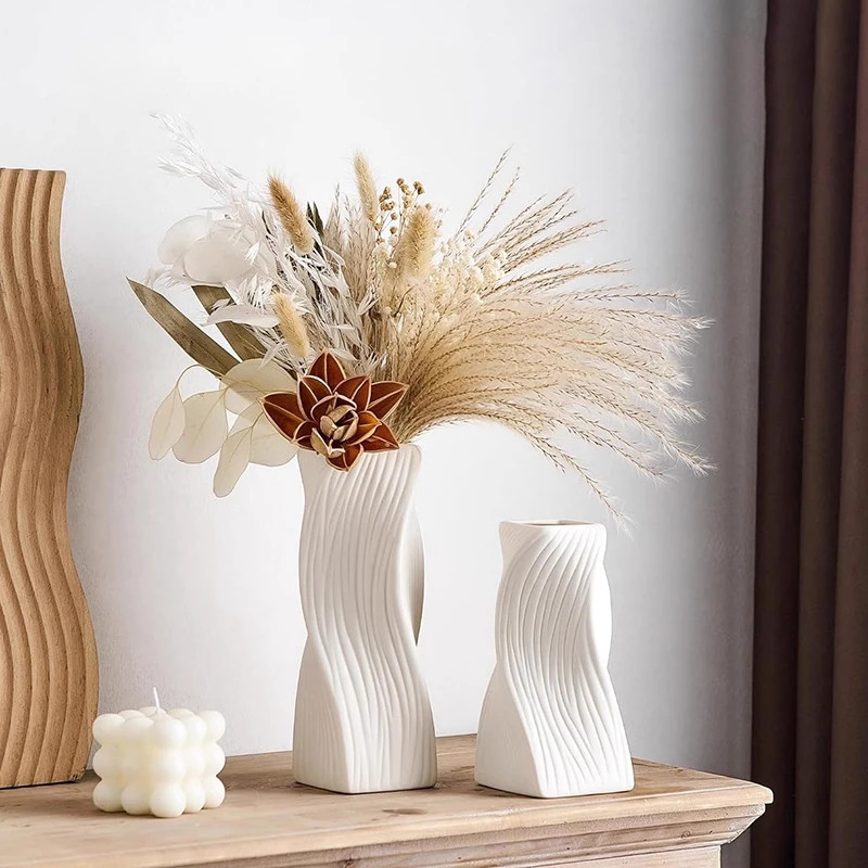 Nordic Vase Nachahmung Keramik Blume Flasche Dekorative Blumentopf Blume Anordnung Ornament Kunststoff Hause Blumentopf Hochzeit decor
