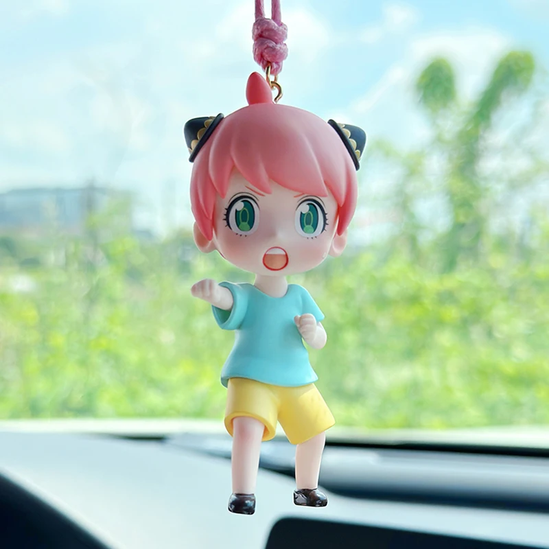 SPY×FAMILY Anya Forger Cartoon Figure Model Personality Car Rearview Mirror Pendant Creative Kawaii Car Decoration Wholesale