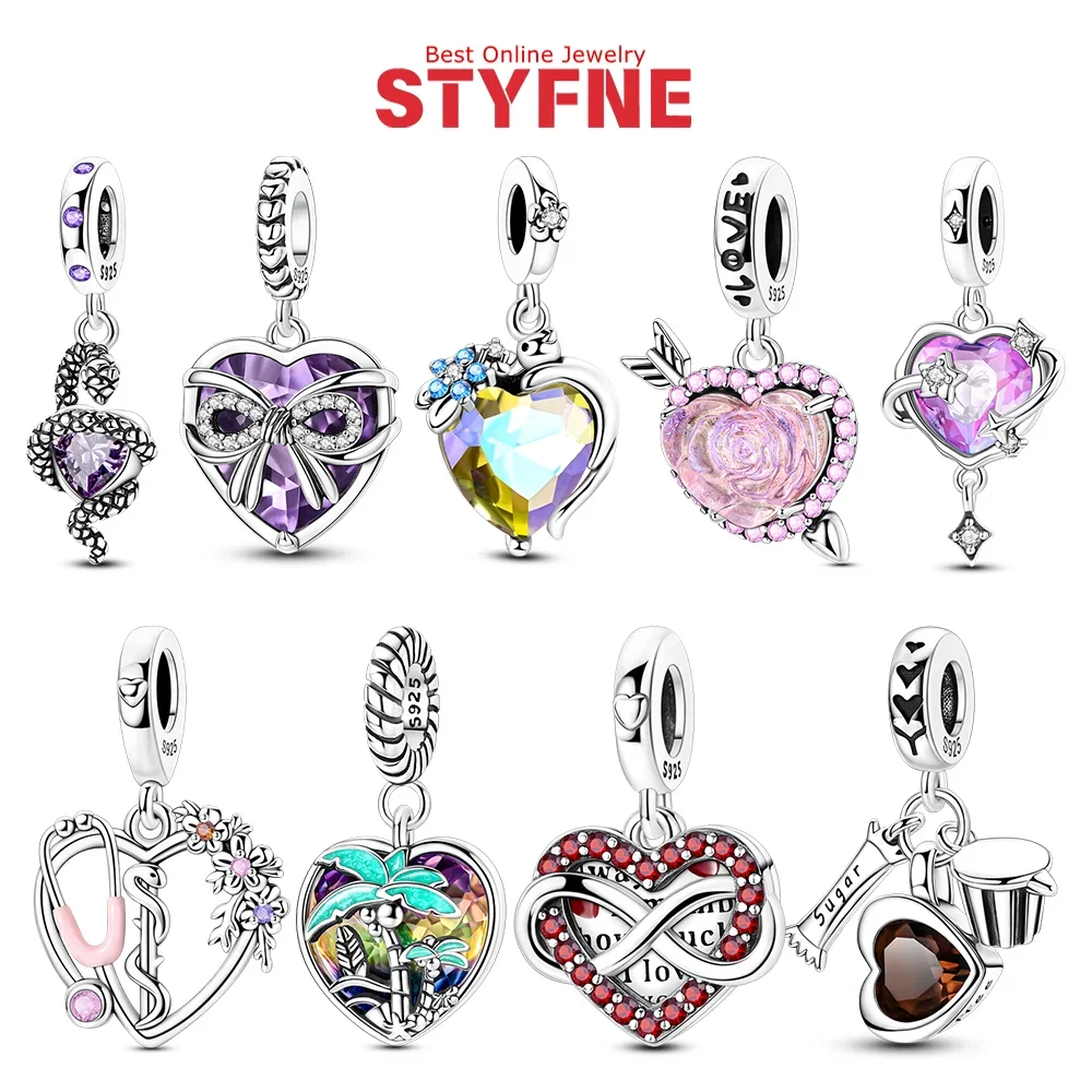 

Original 925 Silver Charms Sunset Coastline Coconut Tree Bead Love Snake Pendant Love Coffee Beads Fit Diy Bracelet Jewelry Gift