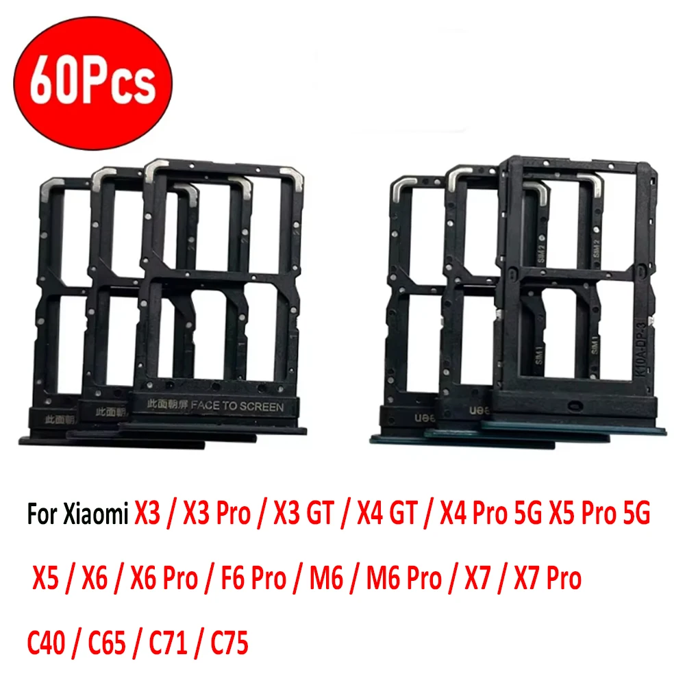 60Pcs，NEW SIM Card Chip Slot Drawer Holder Adapter For Xiaomi Poco X3 Pro X3 GT X4 Pro 5G X5 X6 F6 M6 X7 C40 C65 C71 C75
