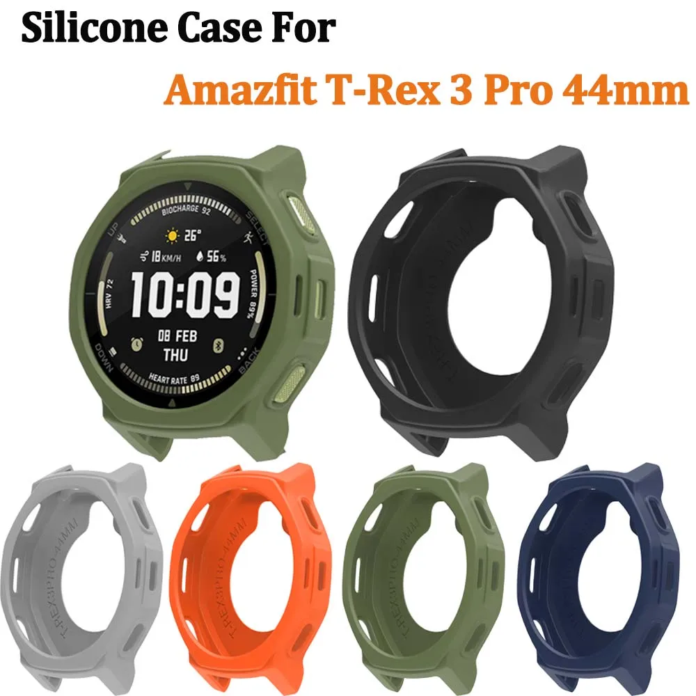Soft Silicone Watch Case for Amazfit T-Rex 3pro 44mm,Flexible Protective Bumper Cover,Watch Accessory,Snug Fit,Lightweight Cover