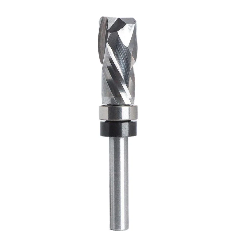 Bearing Ultra-Performance Compression Flush Trim Solid Carbide CNC Router Bit for Woodworking End Mill 1/4 Inch Shank