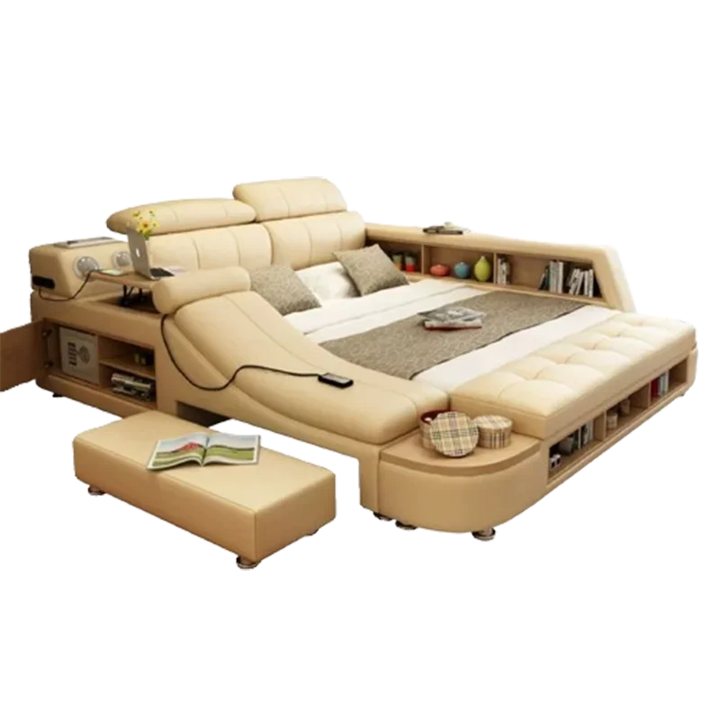 

Nordic Queen Modern Bed Large Villa Master Massage Electric Bed Storage Multifunctional Muebles Para Dormitorio Home Furniture