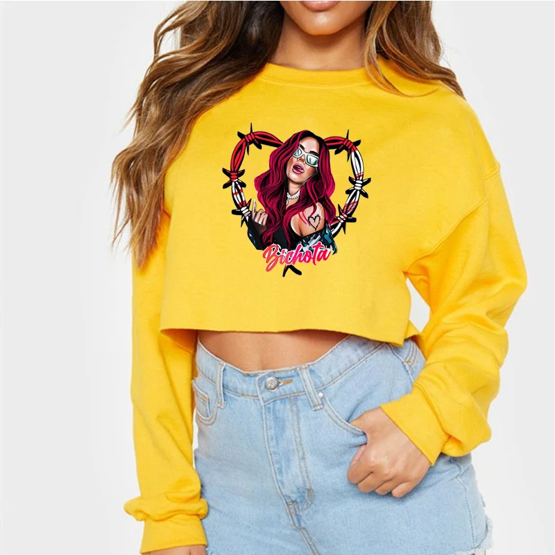 Bichota Karol G Song Redhead Short Pullover Love Sexy Cartoon Clothing Suitable For Autumn Crew Neck Sweatshirt