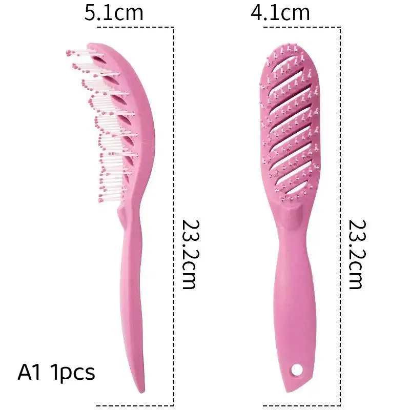 Meniscus Travel Detangling Hair Comb Soft Nylon Bristles Vented Scalp Massage Brush for All Hair Types