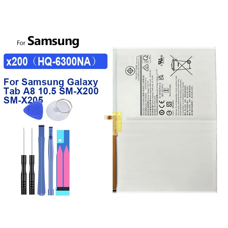 7040mAh Batterie x200 HQ-6300NA HQ-6300SD HQ-6300NA Pour Samsung Galaxy Tab A8 10.5 SM-X200 SM-X205