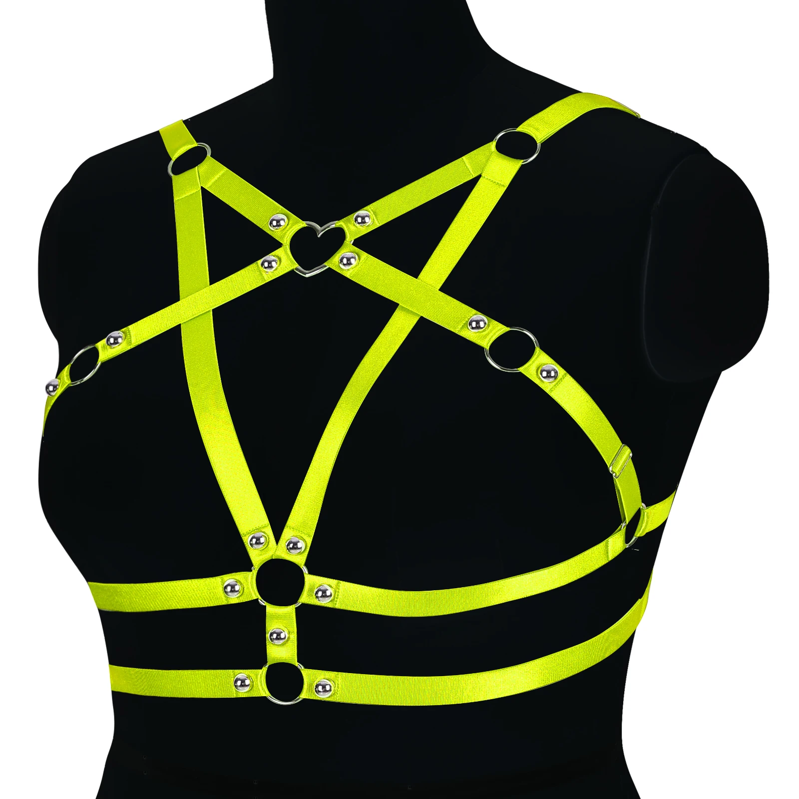 Women Sexy Harness Cage Bra 90\'s Elastic Body Harness Crop Top Goth Rave Pole Dance Adjustable Body Stocking Bustier