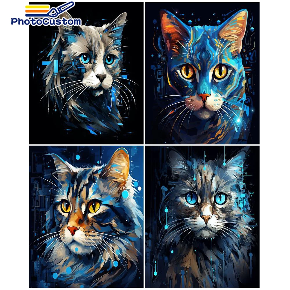 PhotoCustom Painting By Numbers Animal Cat Painting By Numbers On Canvas Scenery Frameless Digital Pictures HandPainting Gift