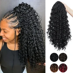 Synthetic 18Inch Long Kinky Curly Ponytail Drawstring Clip in Hair Extension Puff Afro Black Brown Hairpiece for Women
