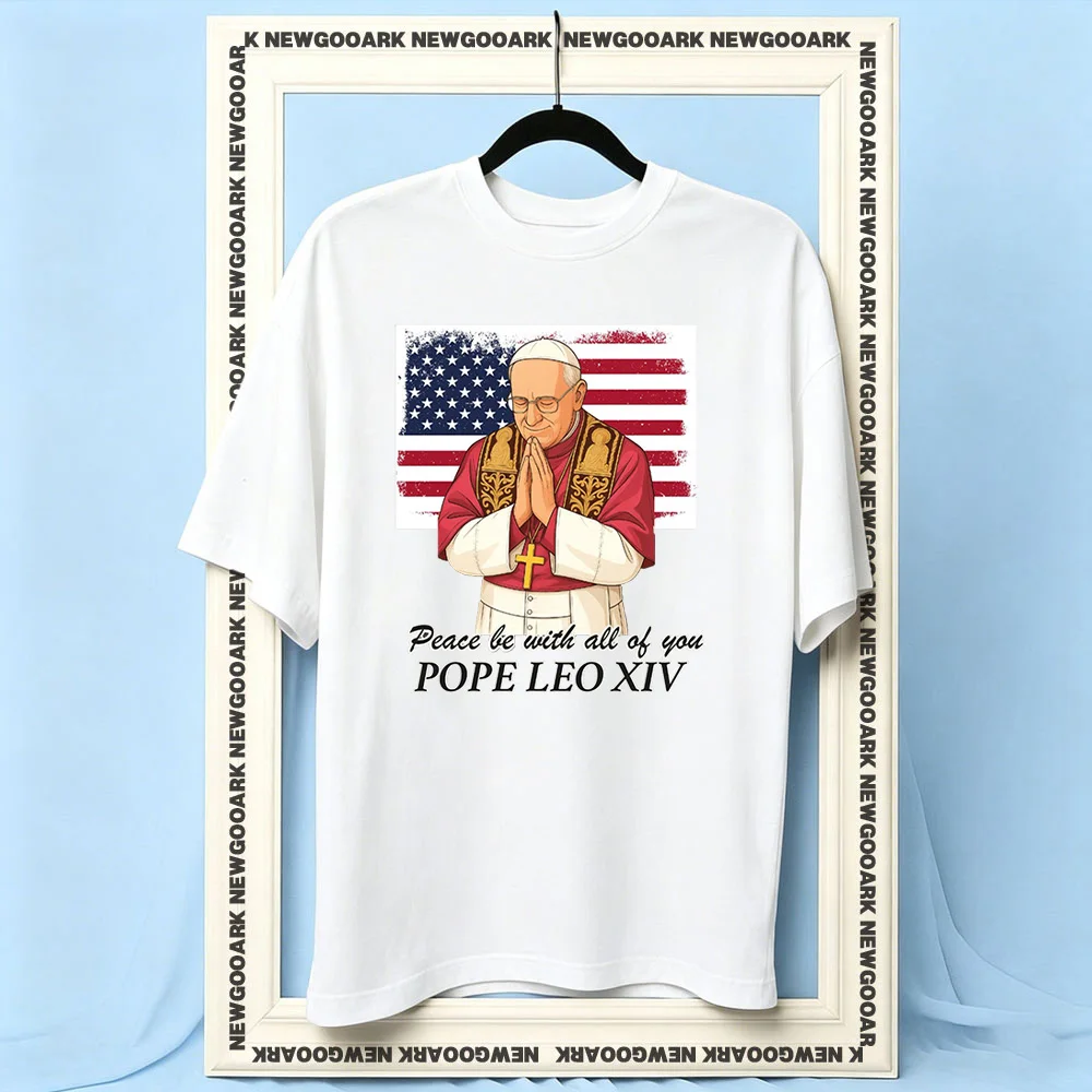 Peace Be With All Of You Pope Leo XIV t-shirt woman man Casual cotton printed t shirts Adult O-neck summer outdoors tee
