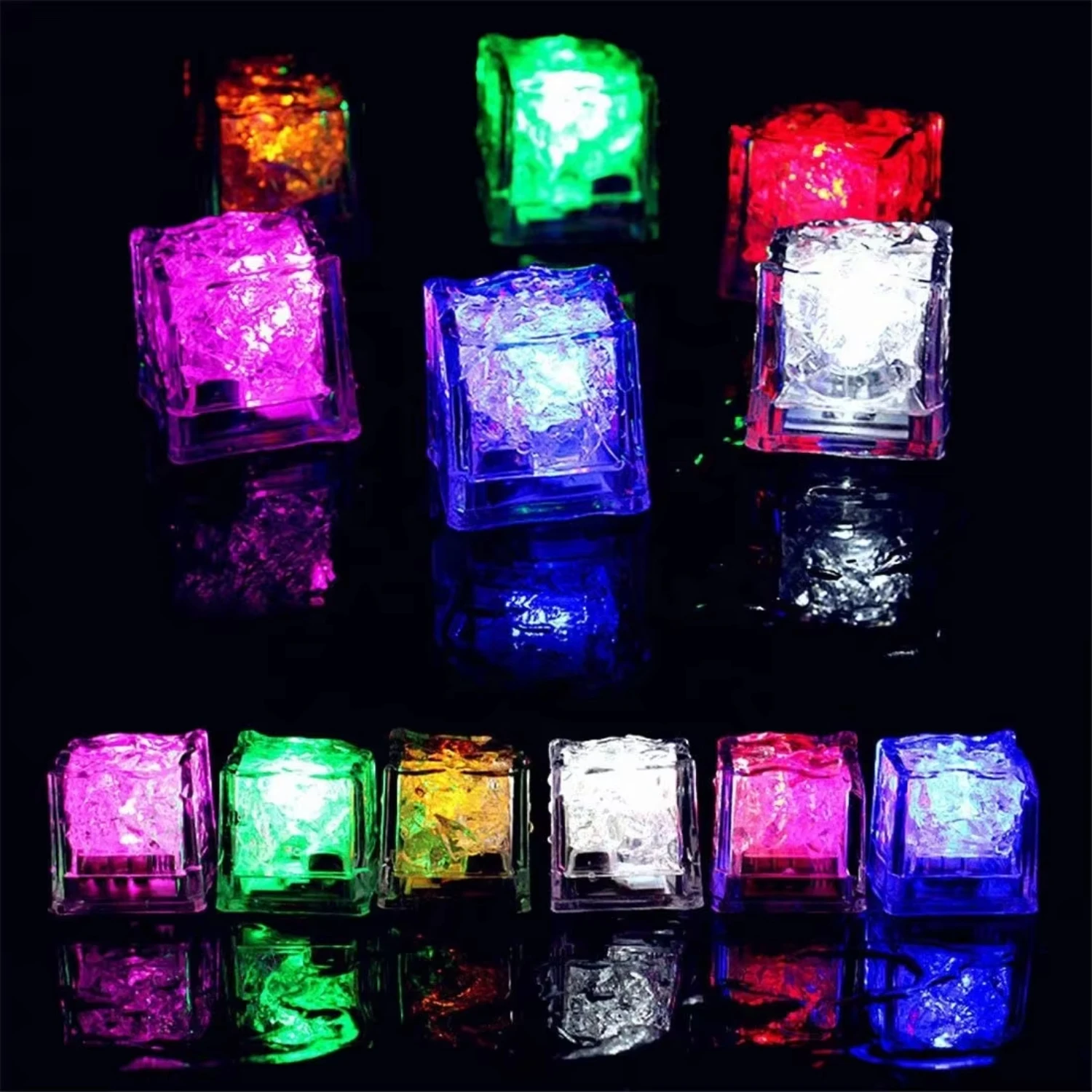 Waterproof Led  Cube Multi Color  Glow in The Dark LED Light Up  Cube for for Bar Club Drinking Christmas ornament Foam beads