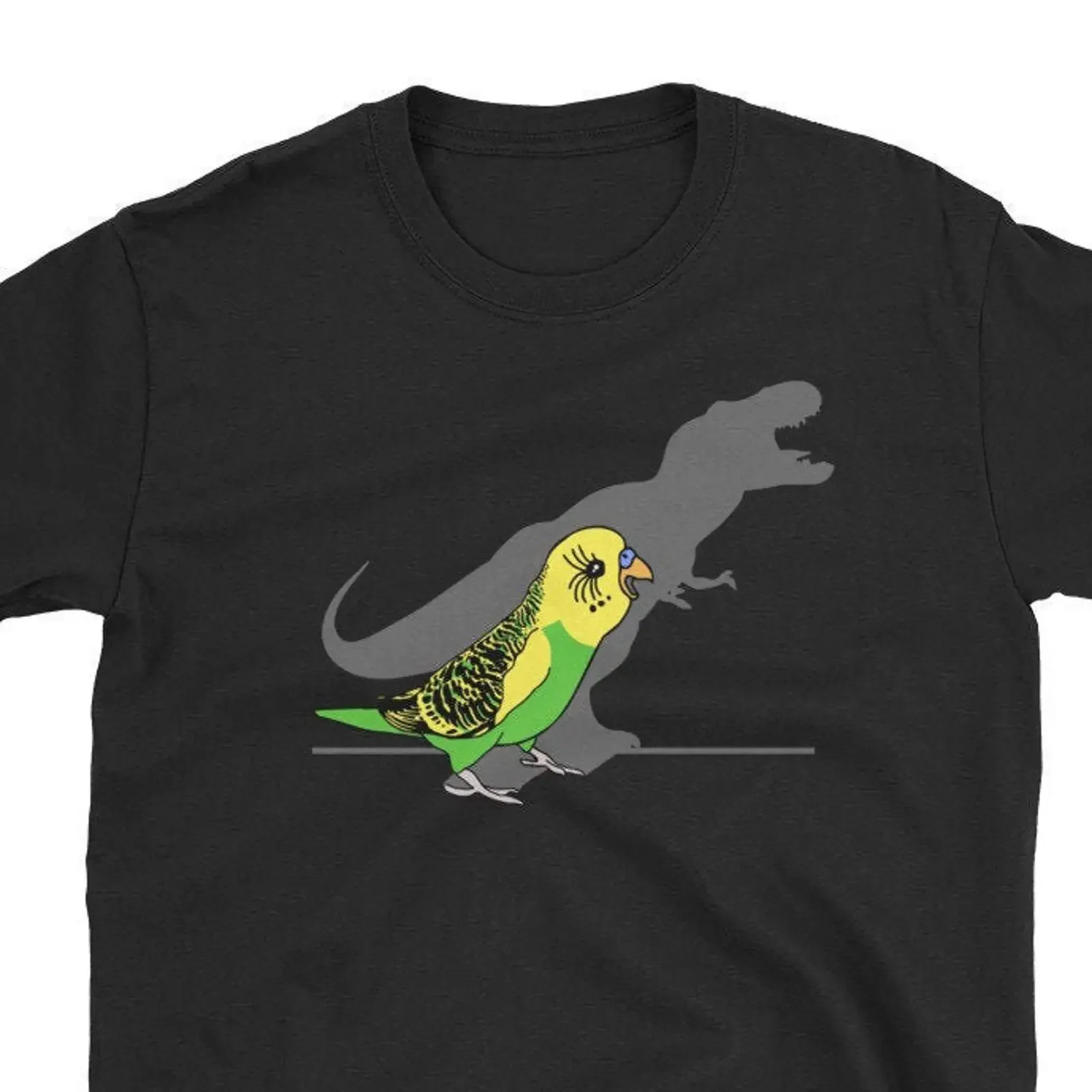 green Budgie T Rex Shadow Shirt Parrot Meme vintage Washed Stretched Unisex streetwear Versatile Comfortable designer clothes