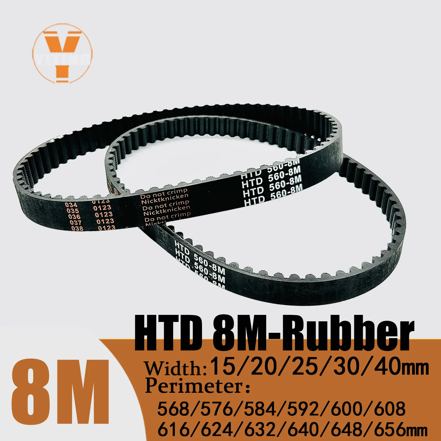 HTD 8M Timing Belt Length 568/576/584/592/600/608/616/624/632/640/648/656mm Width15/20/25/30/40mm HTD8M Closed Synchronous Belts