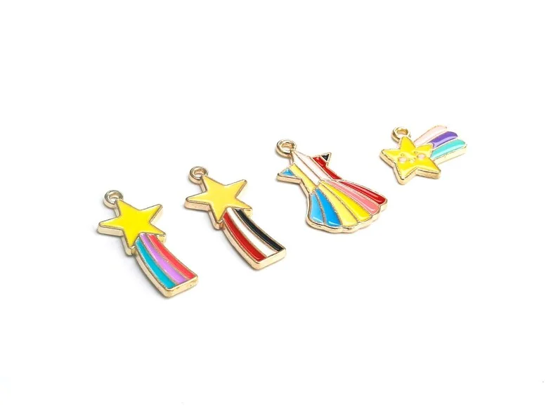 10pcs Enamel Shooting Star Charm, Neon Star Earring Charms, Bracelet Charms, Gold Tone, Earring Findings, Jewelry Making DY83