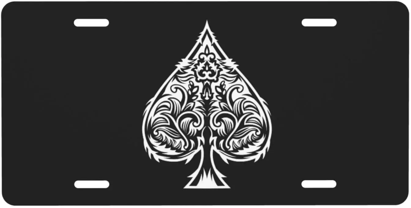 Металлическая жестяная вывеска Poker Ace of Spades 6 x 12 дюймов, декоративная жестяная вывеска на переднюю панель автомобиля, подходит для любого автомобиля