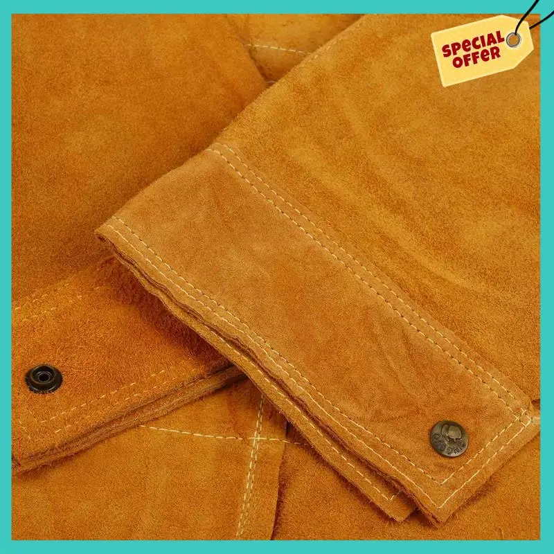 -ABHW 5Pcs 120Cm Welding Apron Flame Retardant Long Sleeve Welder Protective Clothing Split Leather Fire-Resistant