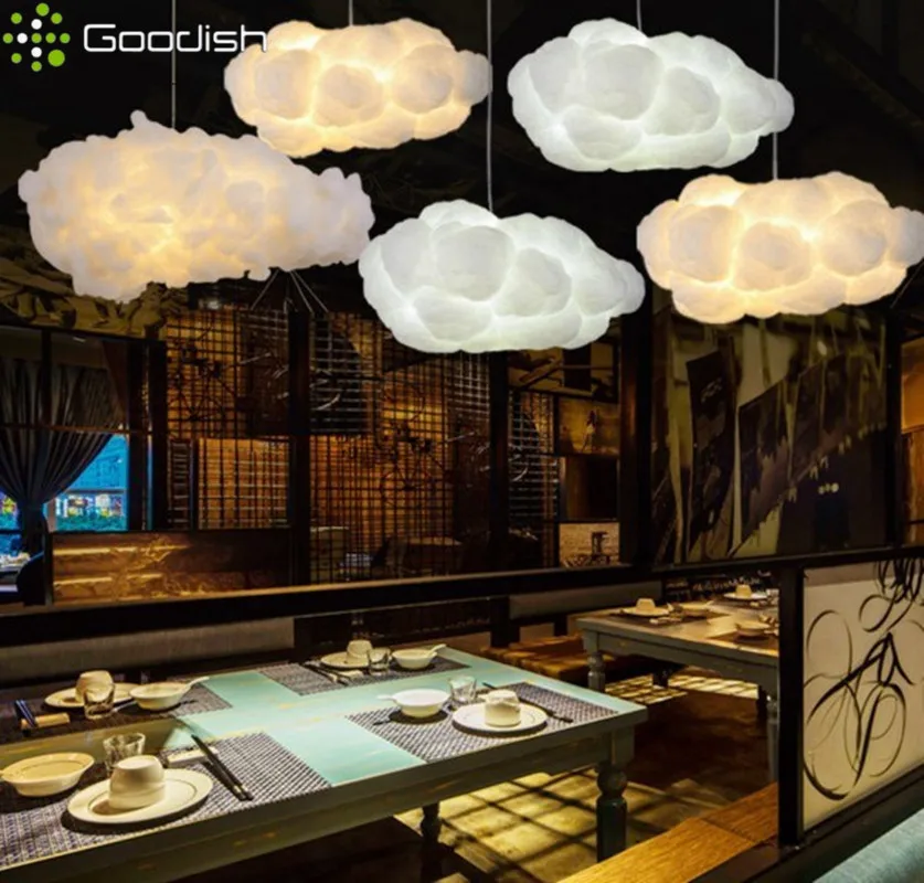 Stylish Industrial Flannel Cloud Cream Fabric LED Pendant Lights Art Creative Indoor Lamp for Bedroom Home Decoration Chandelier