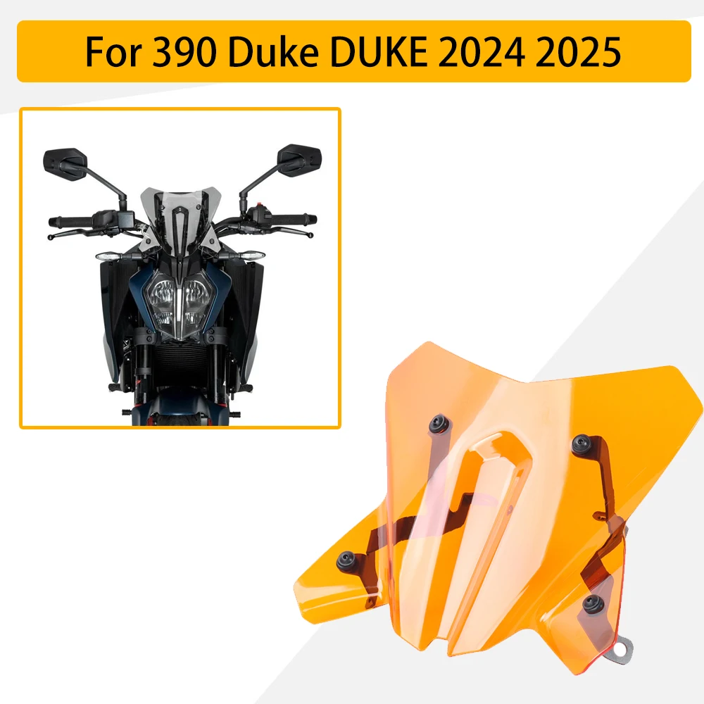 

2024-2025 390 Duke Sport Windscreen Wind Deflector Fairing Kit, Motorcycle Front Windshield Upgrade Orange Gray