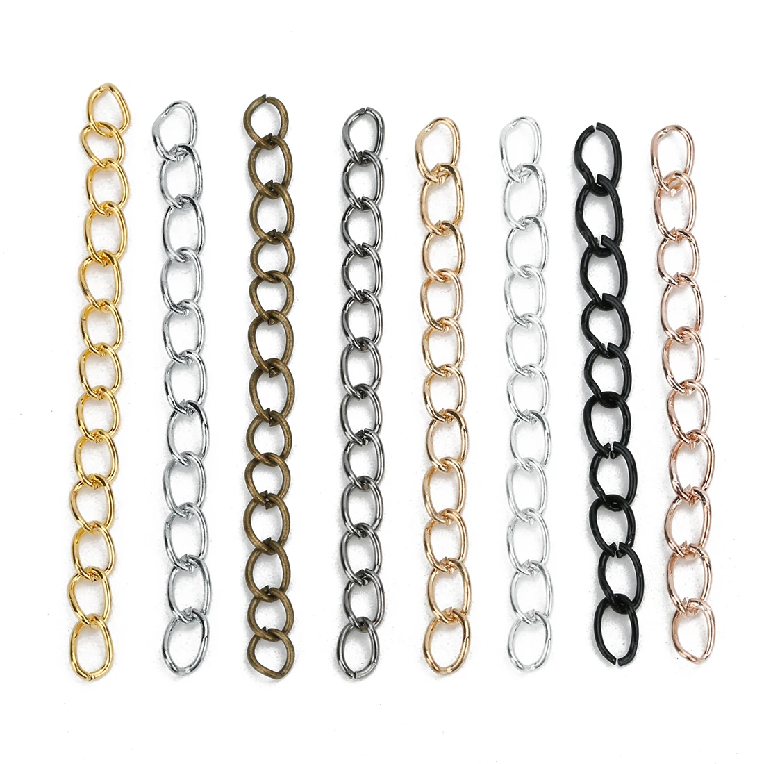 100 Teile/los Erweiterte Schwanz Ketten 50/70mm Für Armband Halskette Verlängerung Ketten DIY Schmuck Machen Extender Groß Zubehör