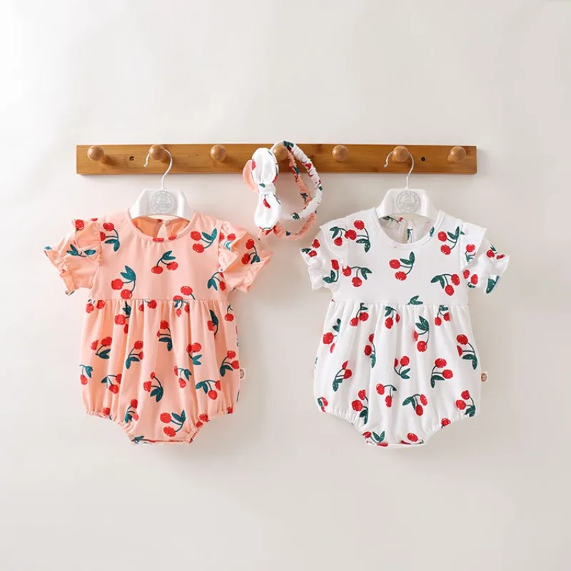 ZOETOPKID Newborn Infant Baby Girl Clothes Princess Onesie Floral Print Romper with Hat Cotton Outfit for 0-24 Months