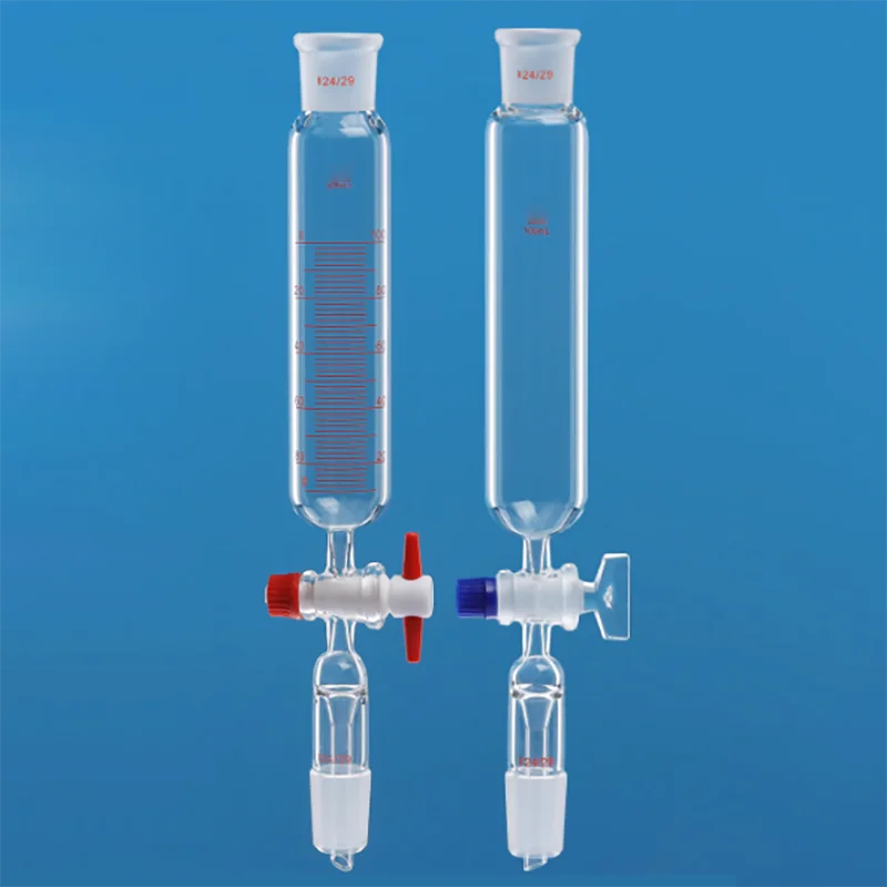 Cylindrical drop funnel with glass tetrafluoro piston scale thick wall cylindrical liquid separation funnel 50 250 500 1000mL