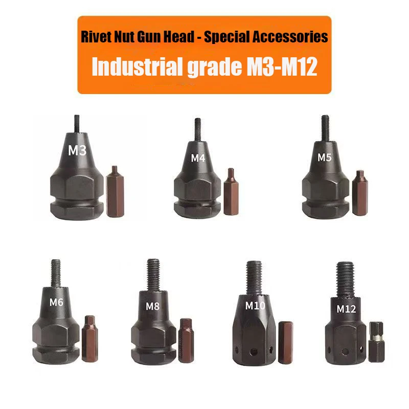 AhuHardware Automatic Ramm Rivet Nut Gun Rivet Adjustable Head Accessories M3 M4 M5 M6 M8 M10 M12 Electric Riveting Gun Adapter
