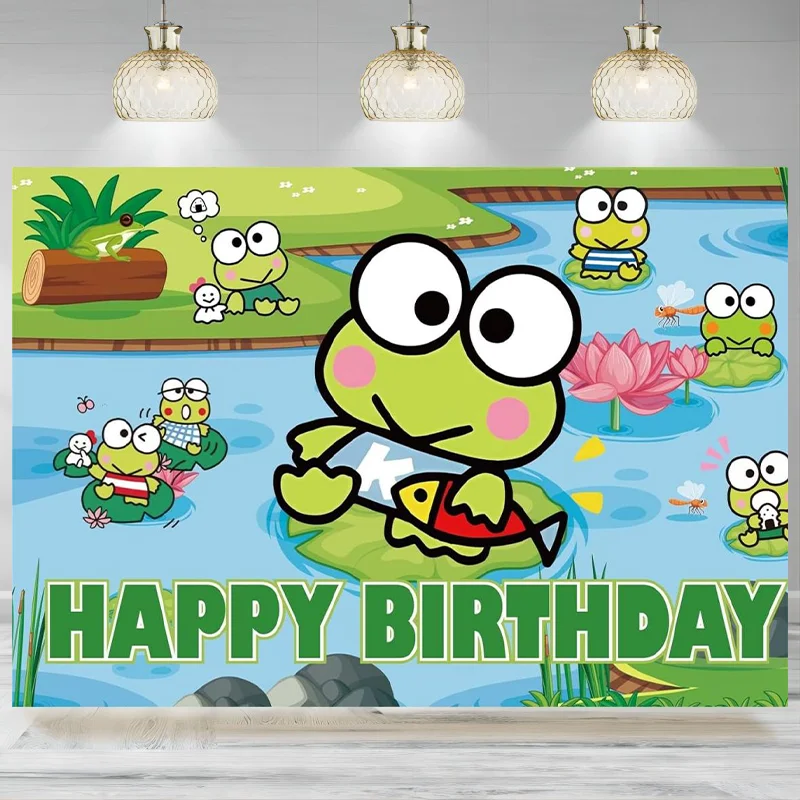 Frog Birthday Party Supplies Backdrop Decoration Banner Kids Party Favor Photo Booth Props Photographic Background