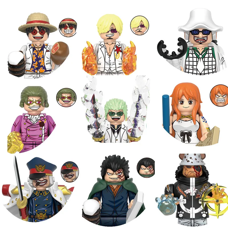 

One Piece X0358 X0359Gol D Roger Japanese Anime Series Cartoon Building Blocks Mini Figures Heads Kids Toys Luffy Zoro