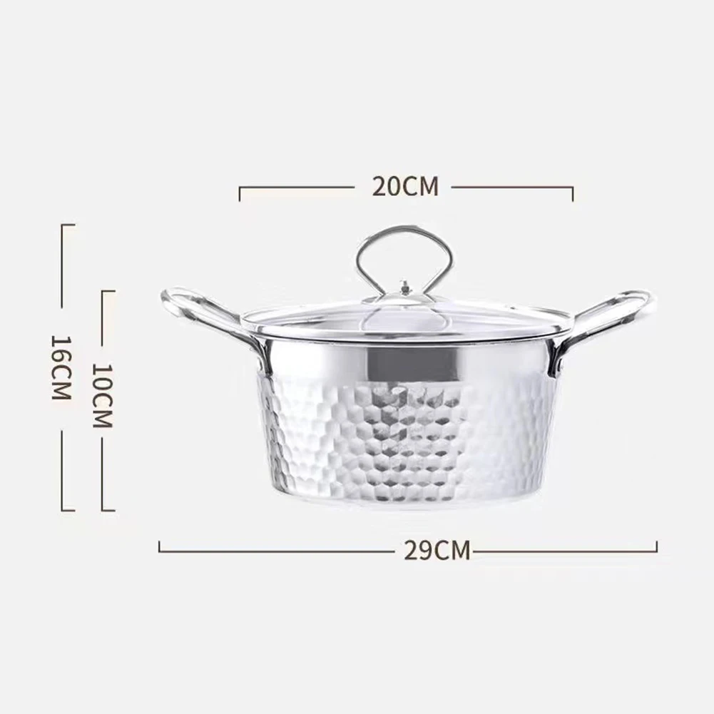 20cm Diameter Glass Lid Anti Overflow Hammered Design Pot Anti Overflow Design Induction Compatible Suitable For Electric Stoves