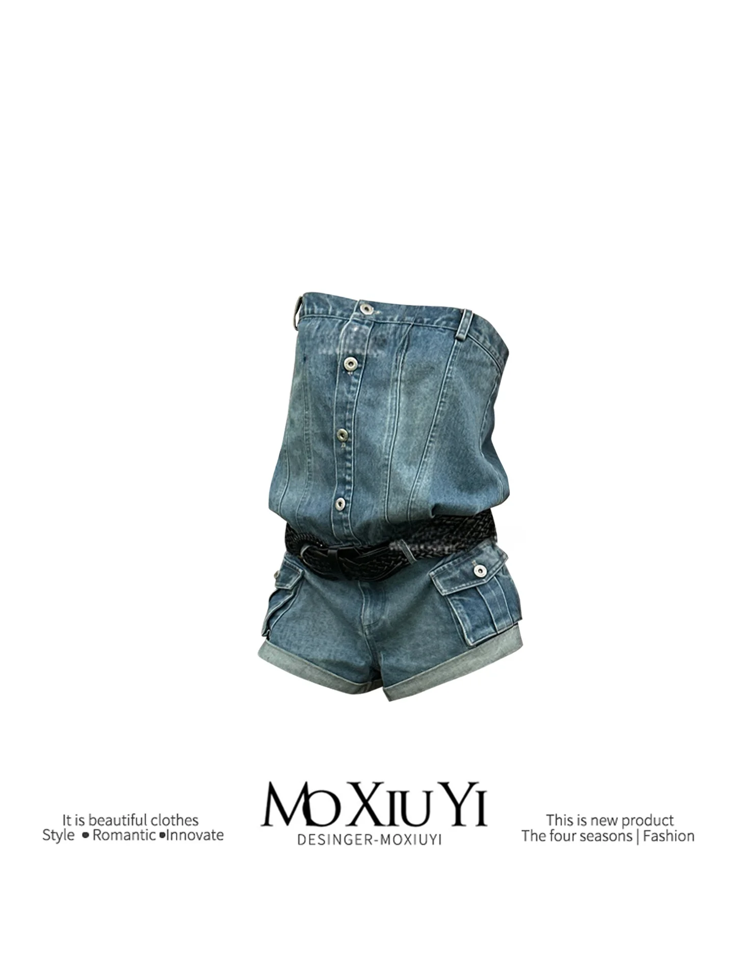 

Синие джинсовые брюки-комбинезон для женщин, летняя новинка, модный дизайн, для повседневной носки, сандалии