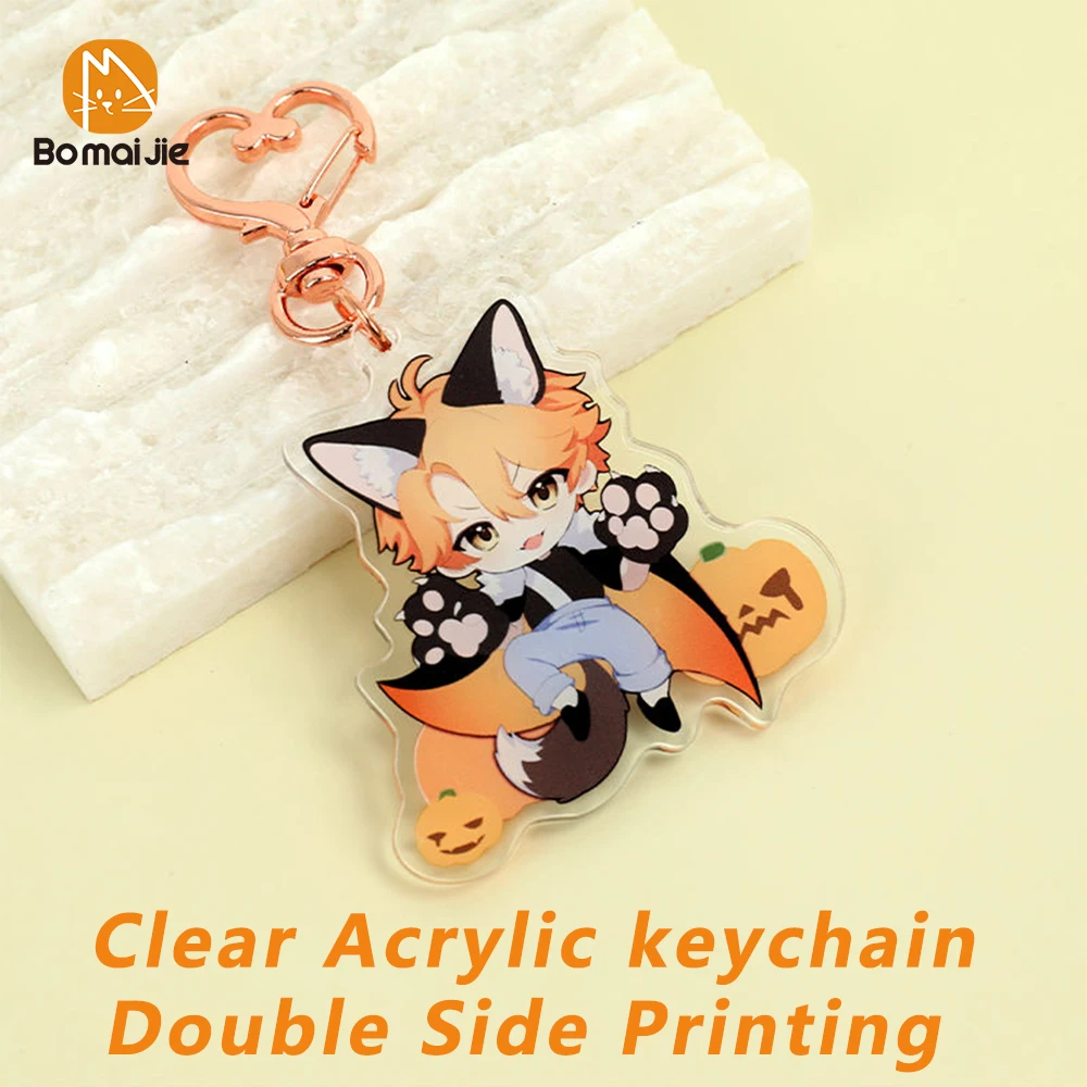 Aangepaste sleutelhanger acryl hart magneet hanger aangepaste anime charmes hologram duidelijk gepersonaliseerde sleutelhanger tas accessoires cadeau - afbeelding 1