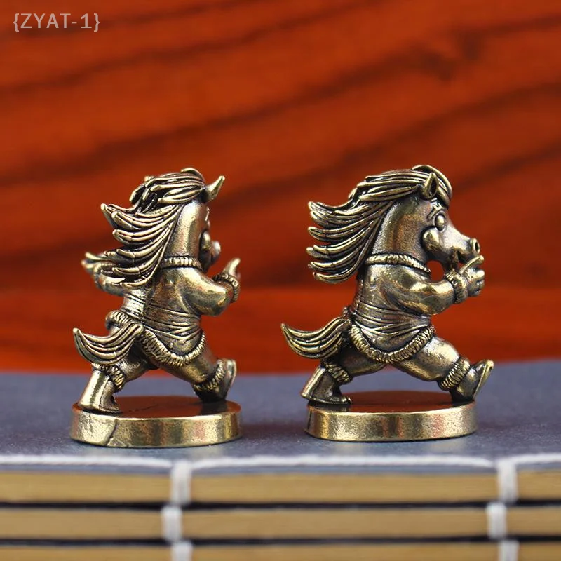 [O] ديكور مكتب حصان الحرب النحاسية العتيقة-2026 تمثال تميمة زودياك الصيني لديكور غرفة المعيشة
