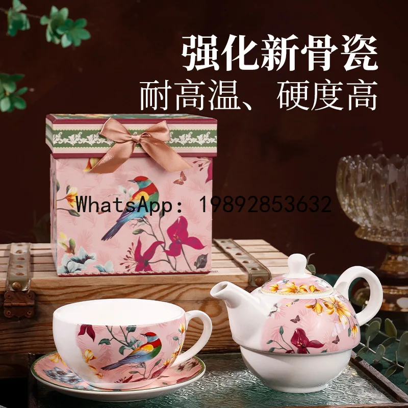 

4-13 water cup ceramic mug coffee cup enamel flower bird pink green pattern gift box business gift modern simplicity--4pce